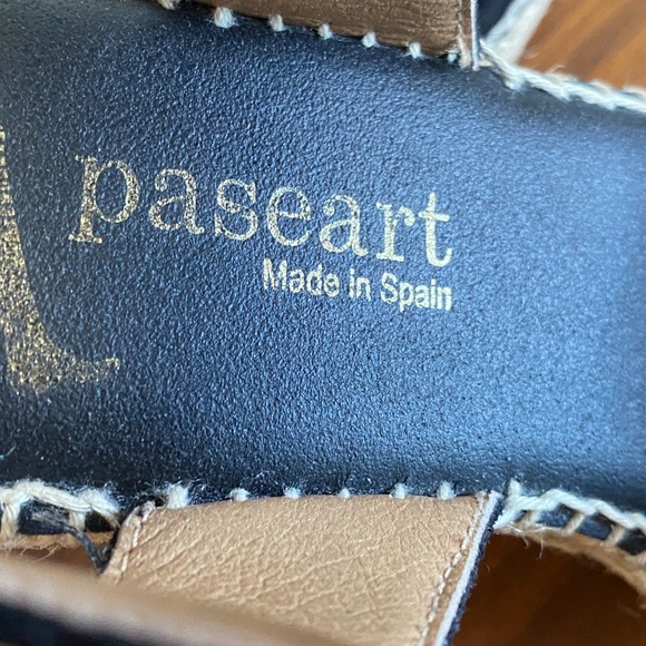 REDUCED! PASEART Espadrille Sandals Black Suede Size 7.5 EUC - Picture 2 of 8